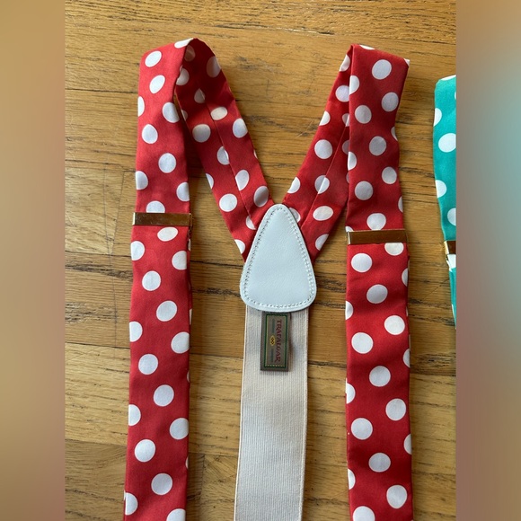 Trafalgar suspenders matching green and red polka dot adjustable - Picture 3 of 8